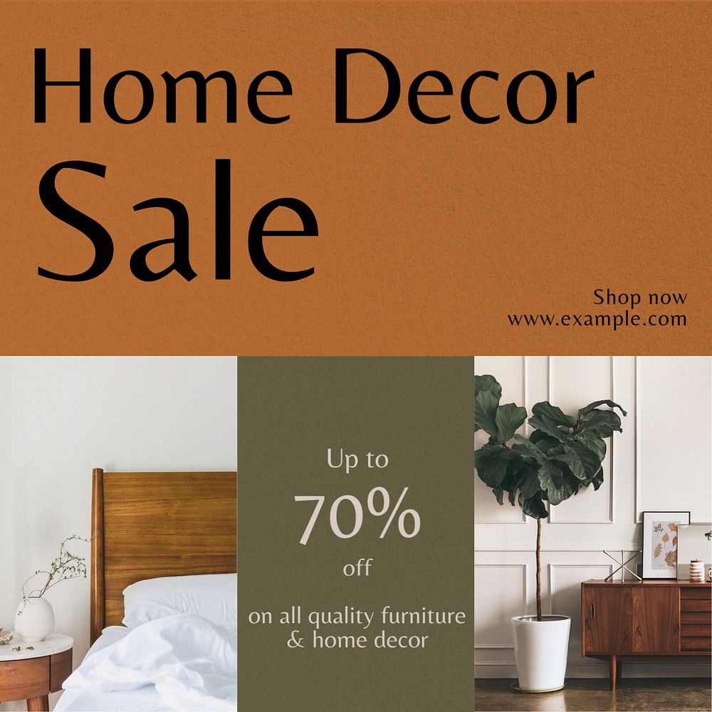 Home decor sale Instagram post template, editable text