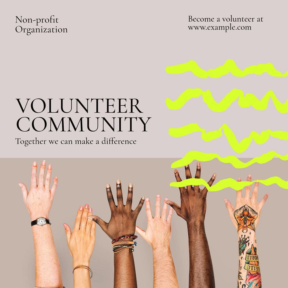 Volunteer community  Instagram post template, editable text