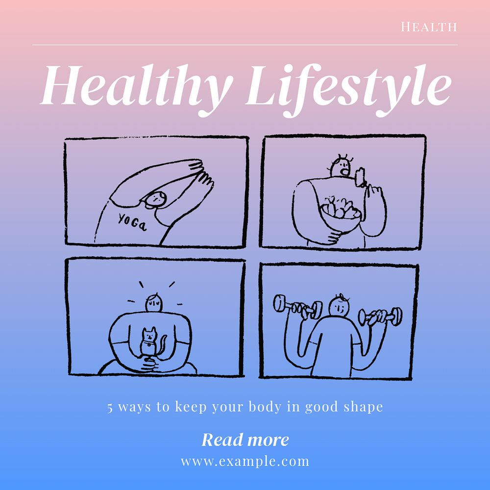 Healthy Lifestyle  Instagram post template, editable text