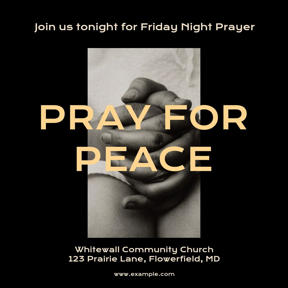 Pray for peace Instagram post template, editable text