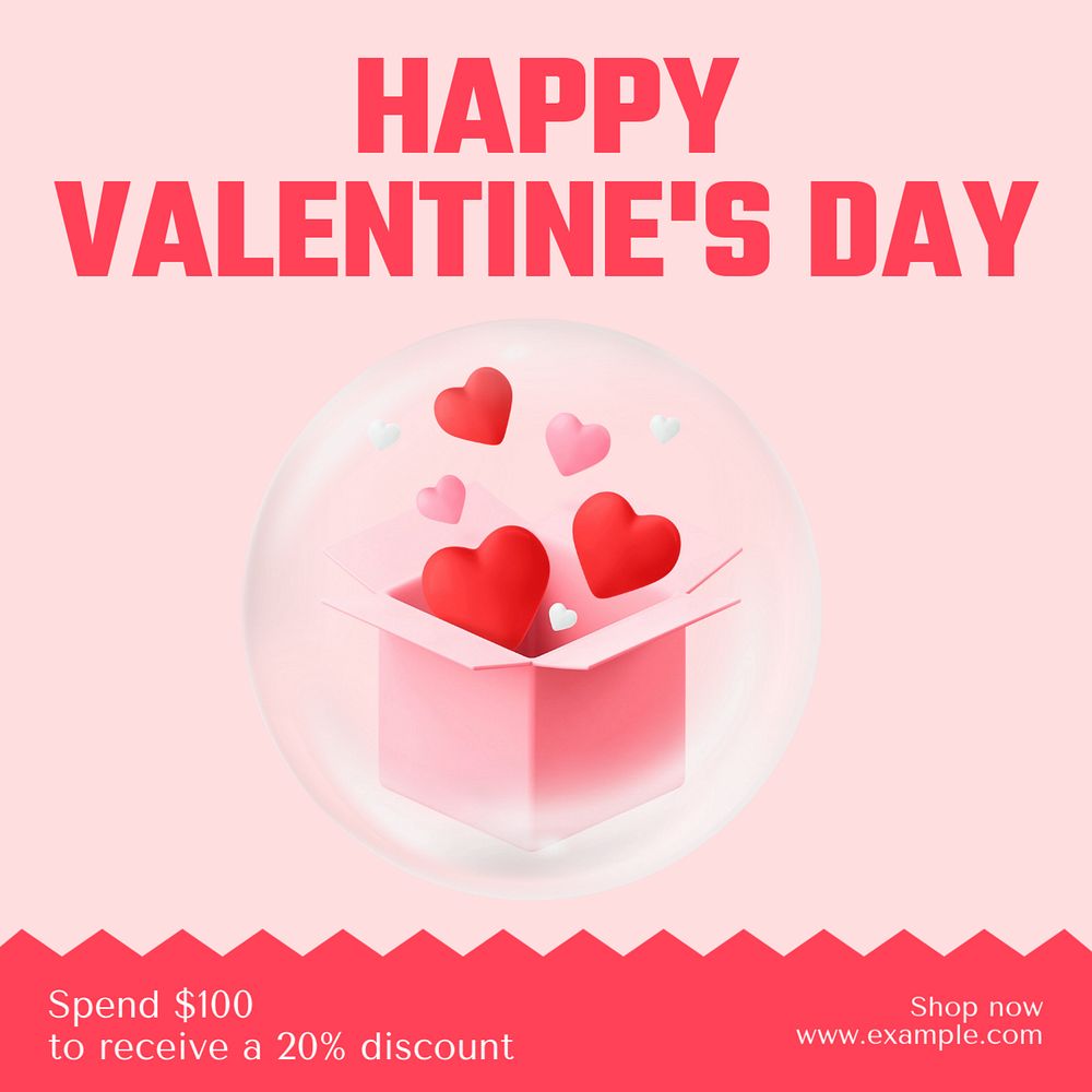 Valentine's day sale Instagram post template, editable text