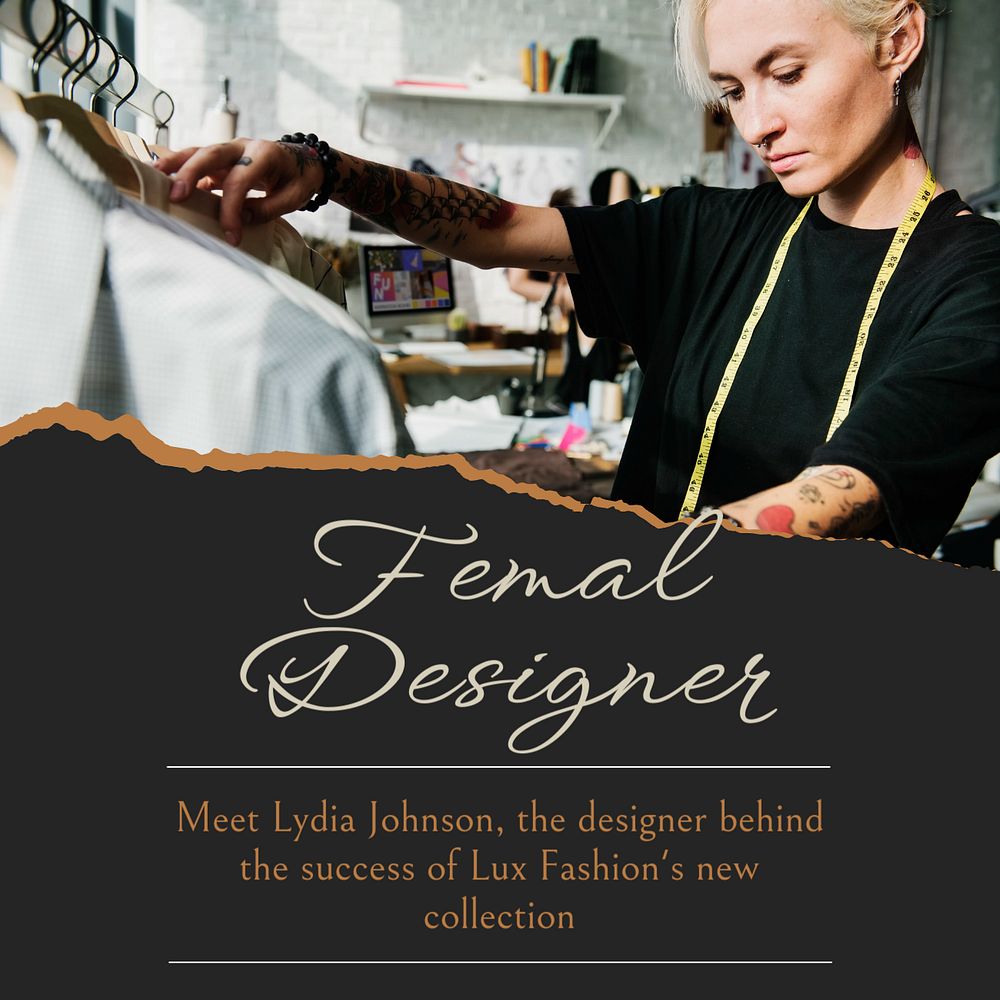 Female designer  Instagram post template, editable text