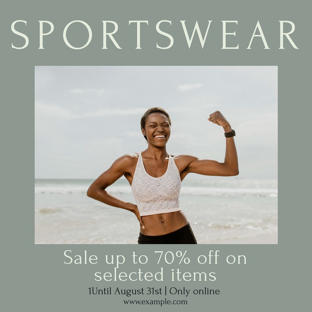 Sportswear sale Instagram post template, editable text