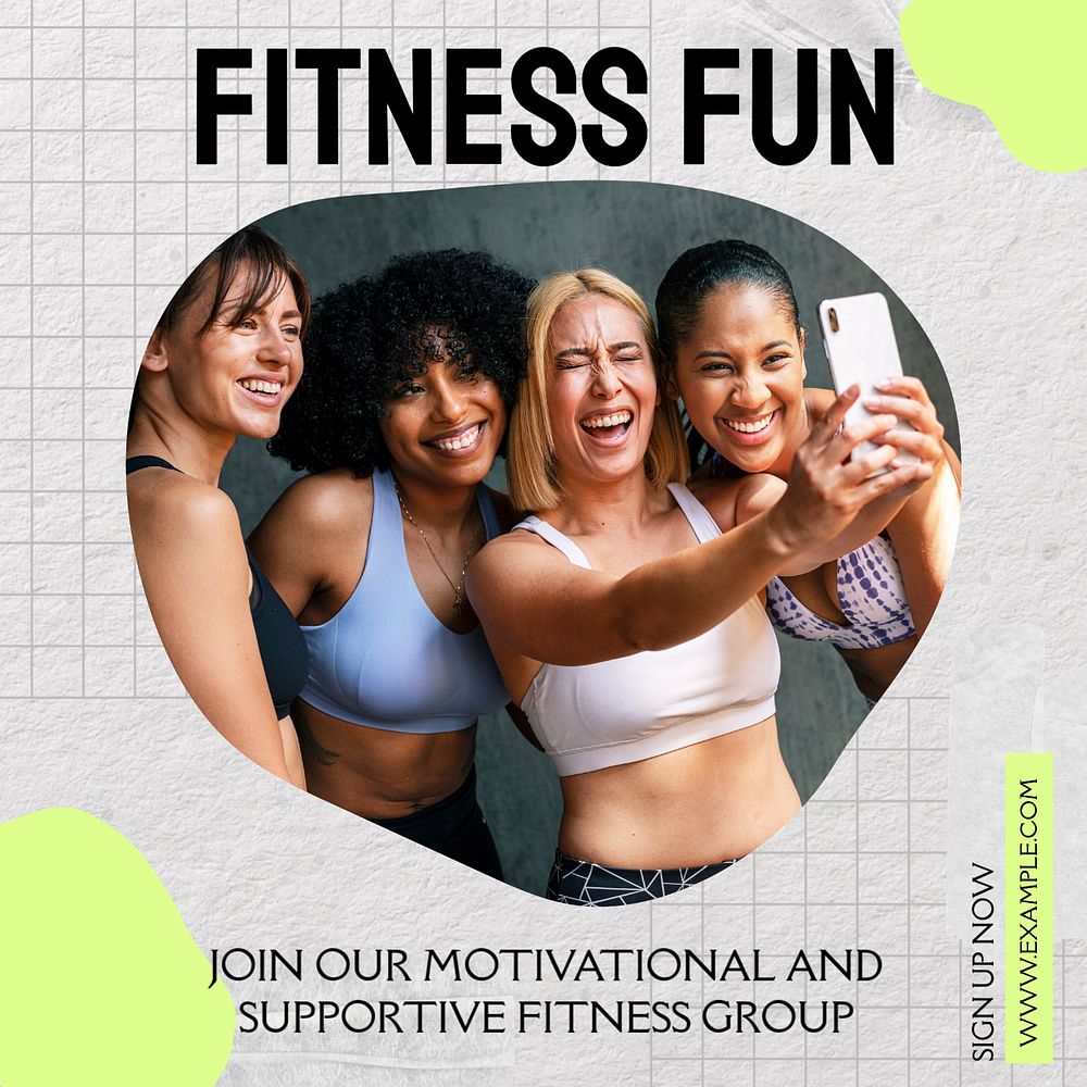 Fitness fun  Instagram post template, editable text