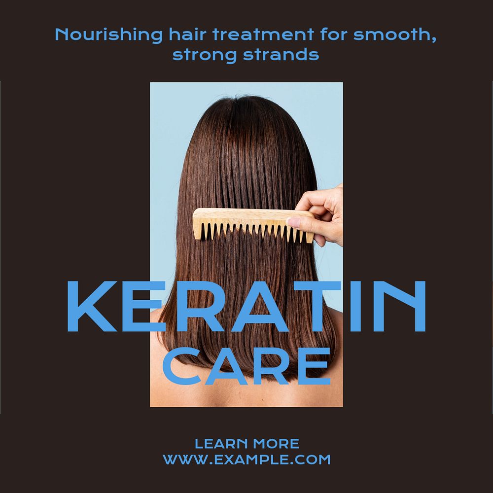 Keratin care Instagram post template, editable text