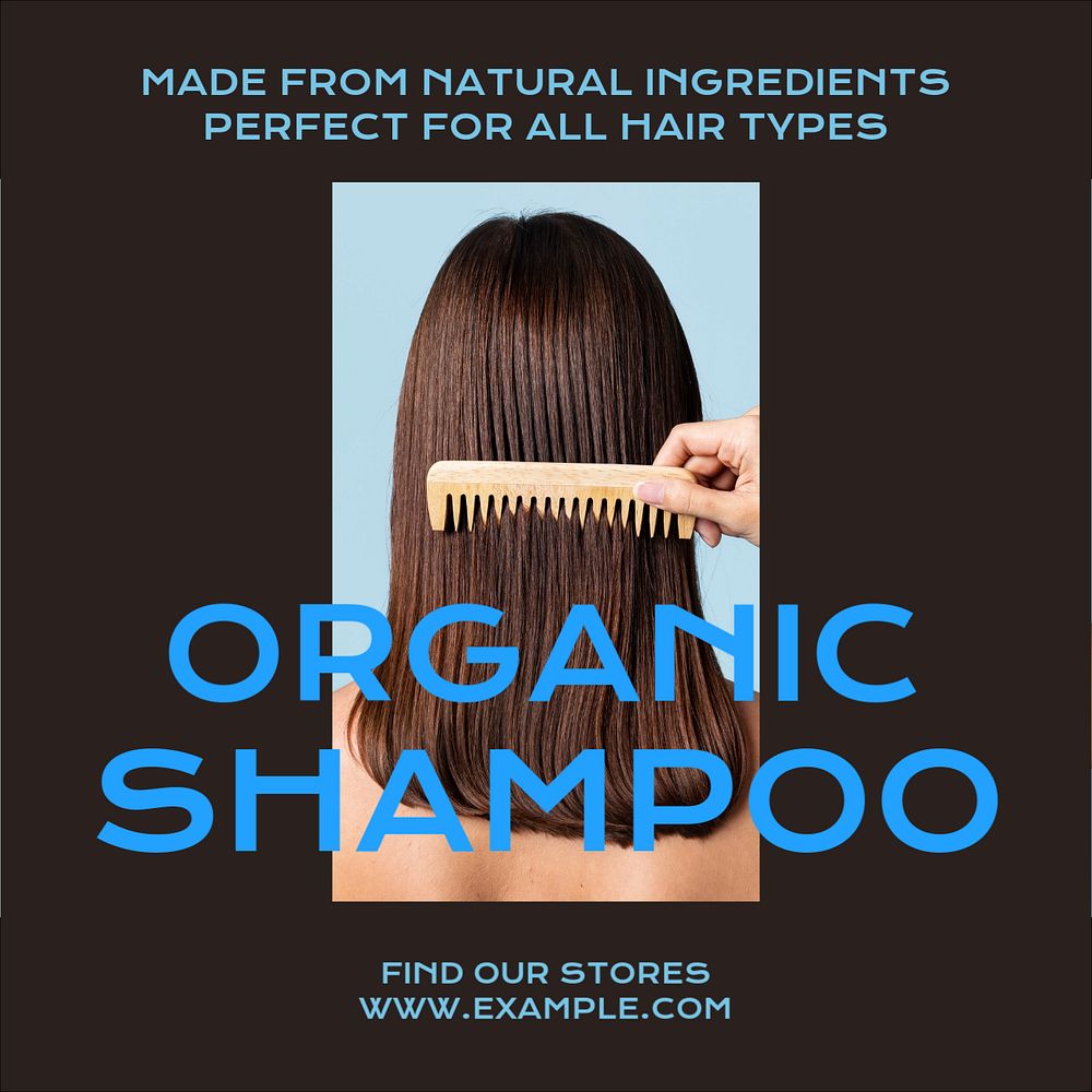 Organic shampoo Instagram post template, editable text