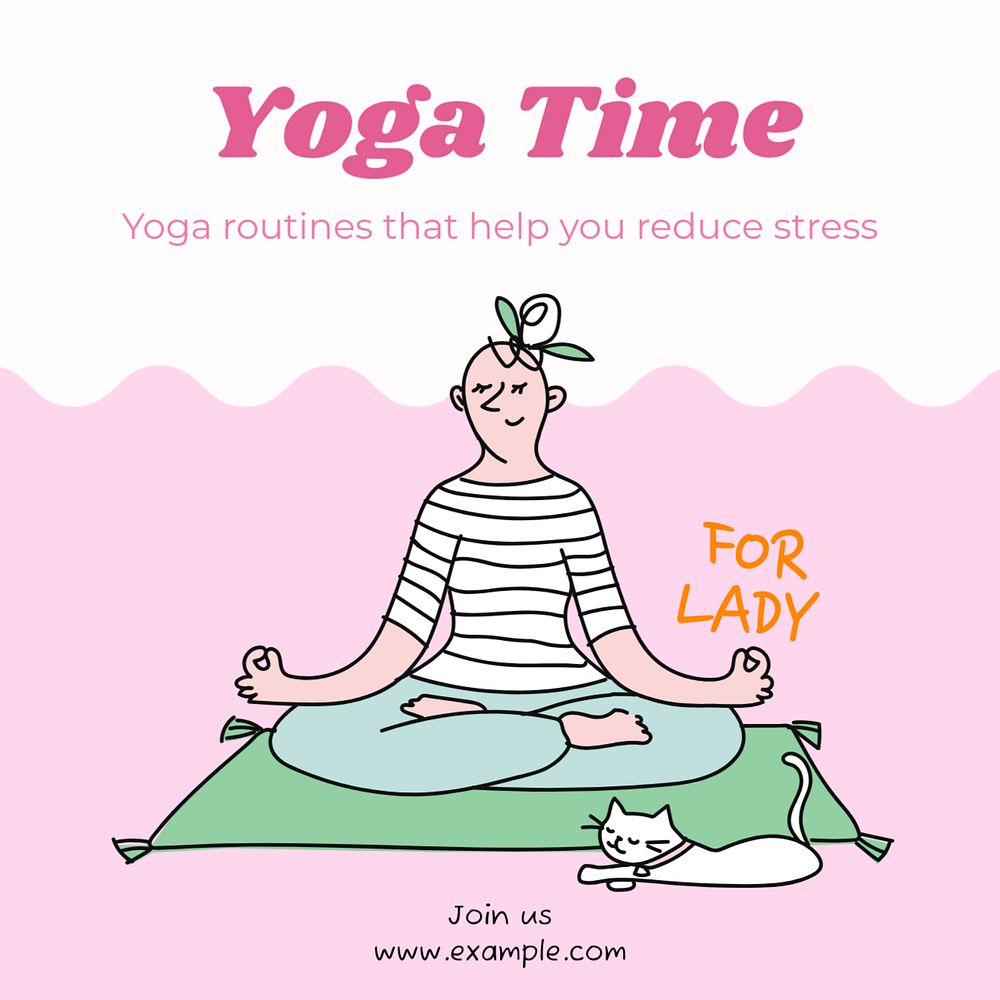 Yoga time  Instagram post template, editable text