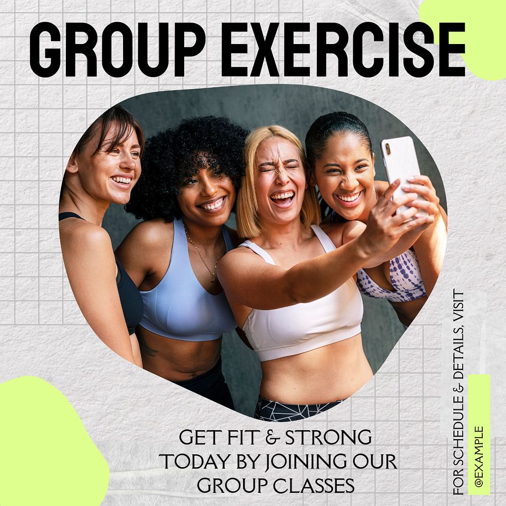 Group exercise  Instagram post template, editable text