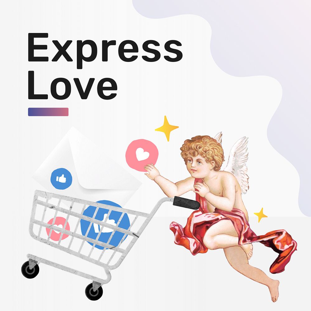 Express love  Instagram post template, editable text