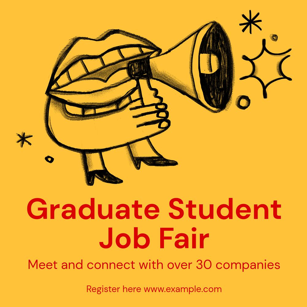 Graduate student job fair Instagram post template, editable text