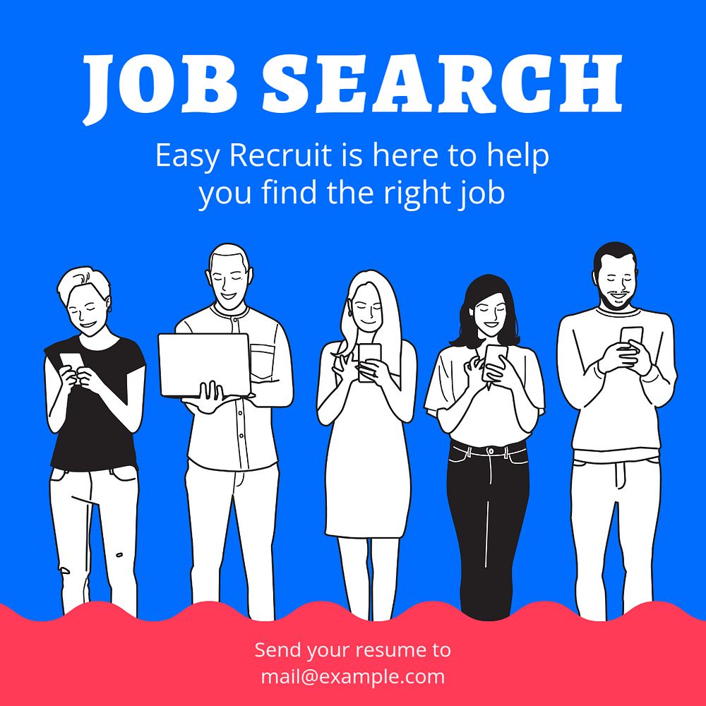 Job search Instagram post template, editable text