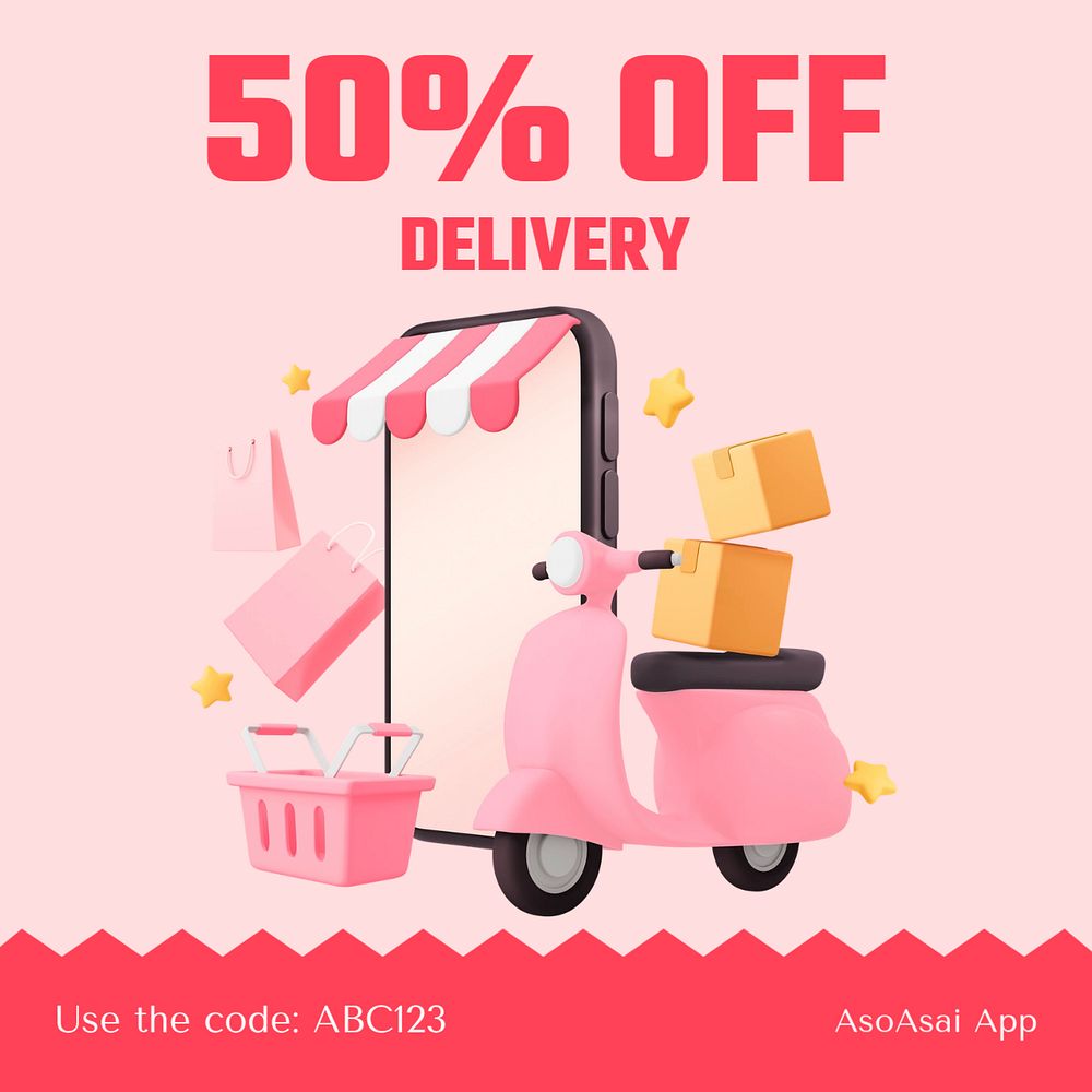 Delivery promotion   Instagram post template, editable text