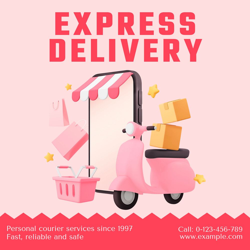 Courier services Instagram post template, editable text