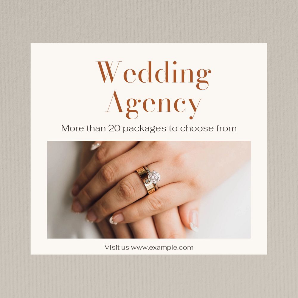 Wedding agency  Instagram post template, editable text