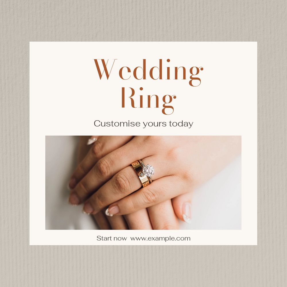 Wedding ring  Instagram post template, editable text