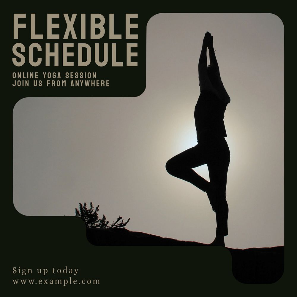 Online yoga session  Instagram post template, editable text