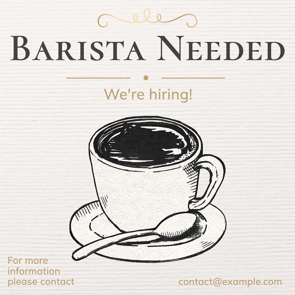 Barista needed Instagram post template, editable text