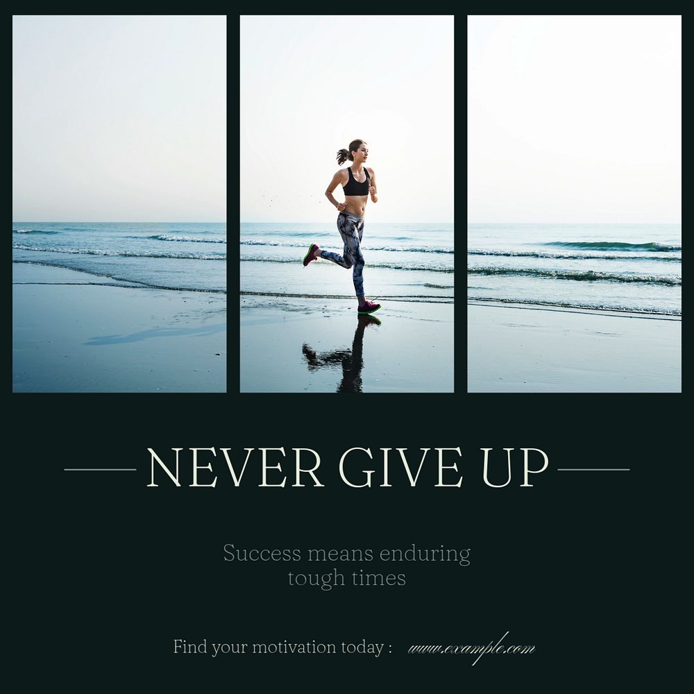 Never give up   Instagram post template, editable text