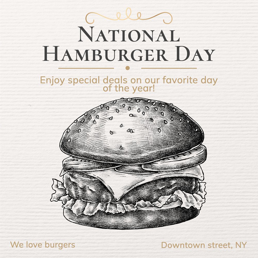 National Hamburger Day Instagram post template, editable text