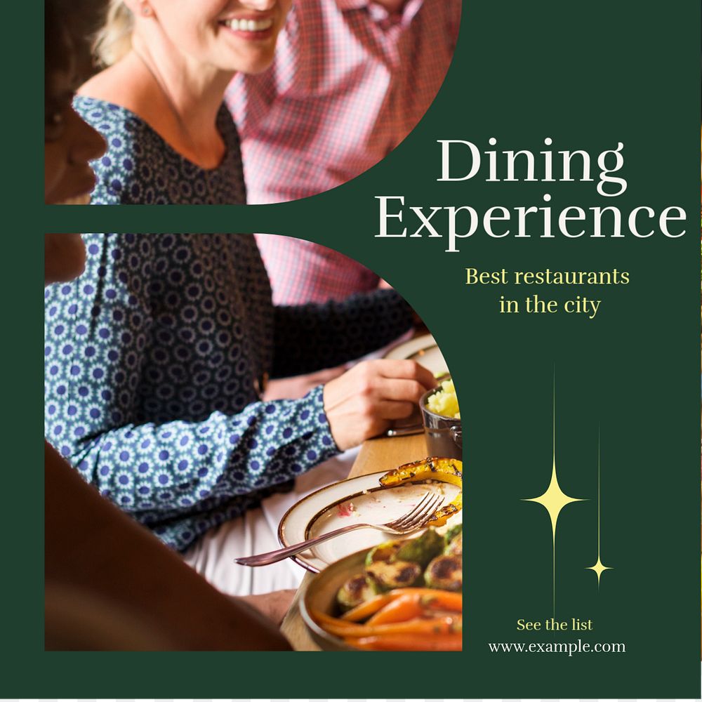 Dining experience Instagram post template, editable text