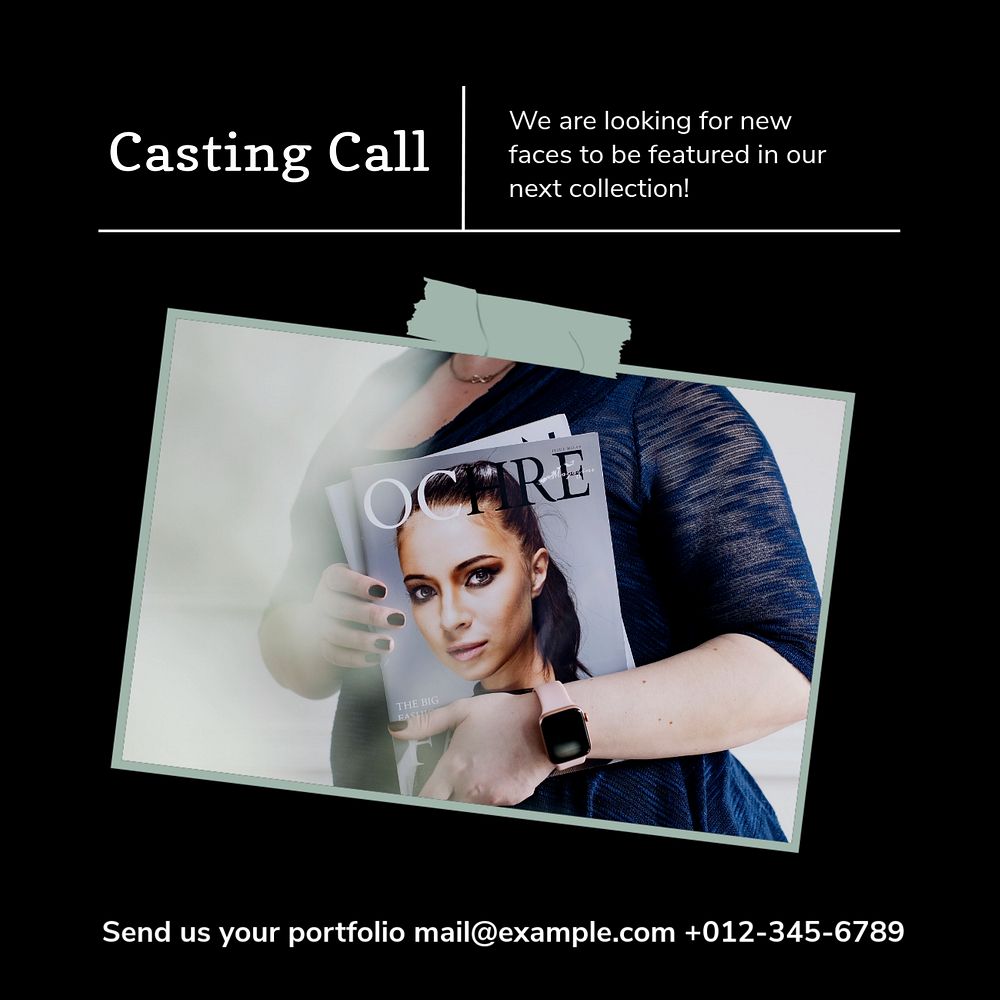 Casting call  Instagram post template, editable text