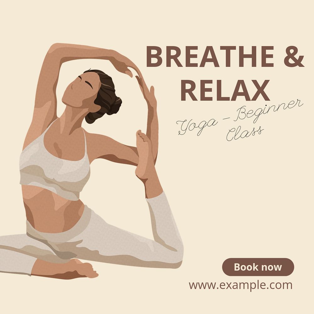 Breathe & relax, yoga  Instagram post template, editable text