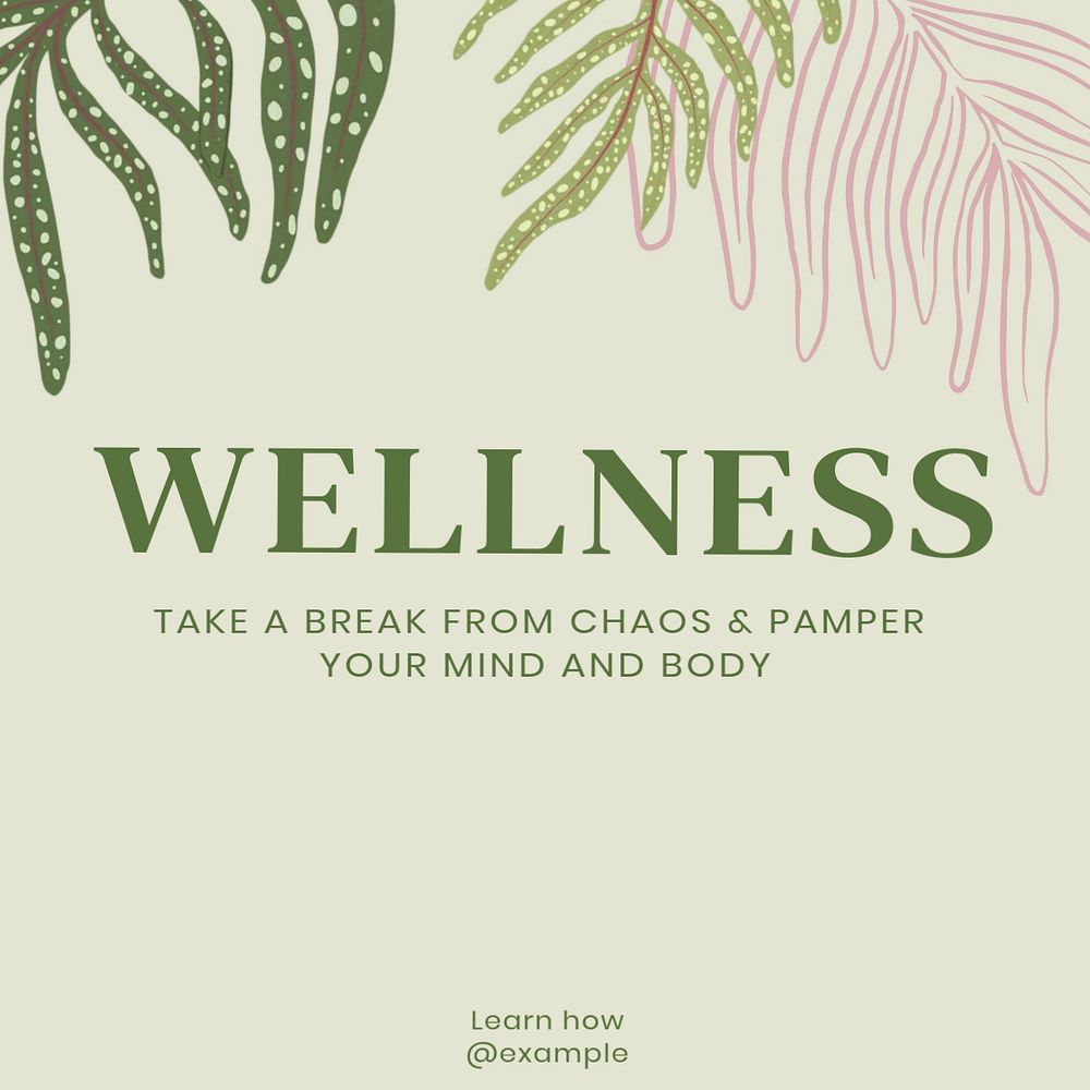 Wellness Instagram post template, editable text