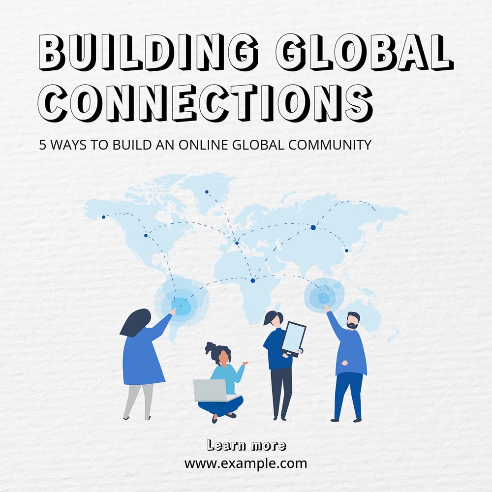 Online global community Instagram post template, editable text