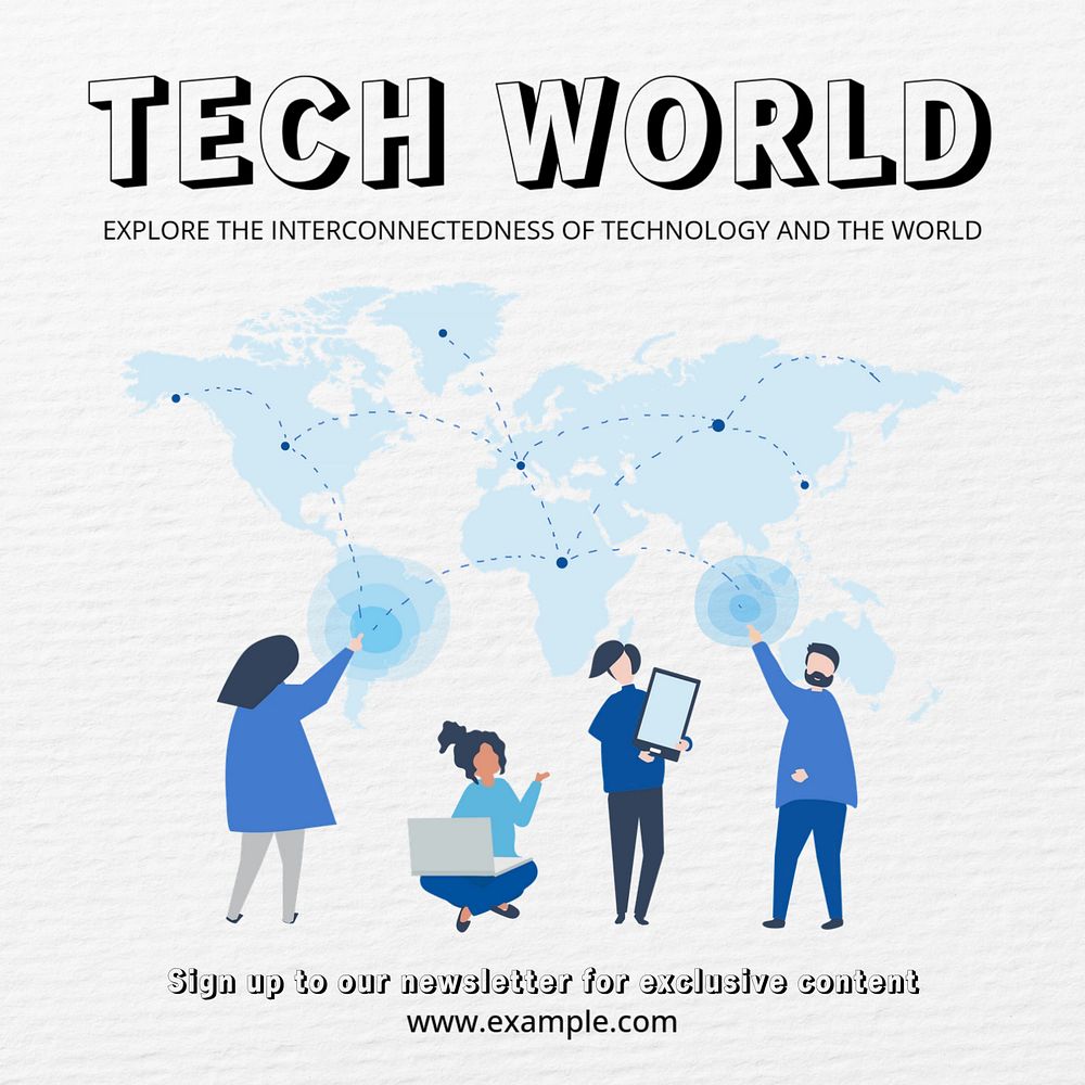 Tech world Instagram post template, editable text