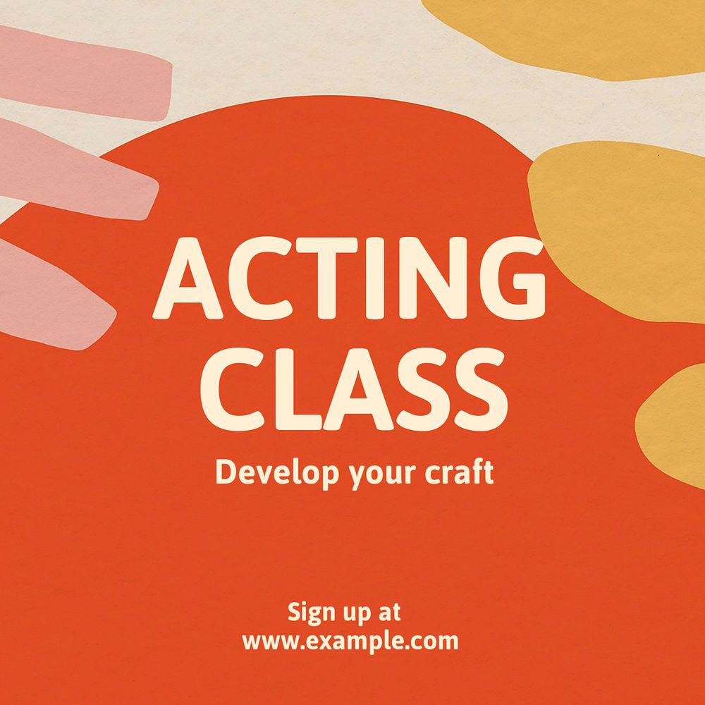 Acting class  Instagram post template, editable text