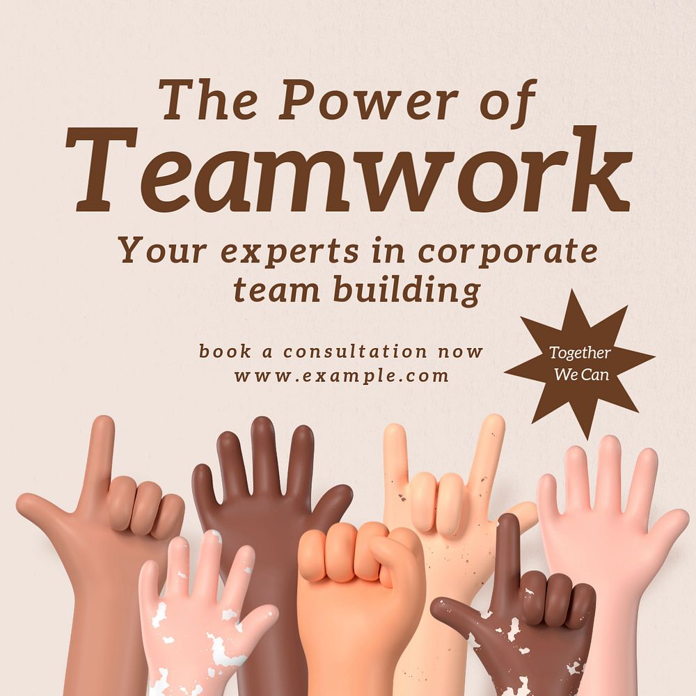 Power of teamwork Instagram post template, editable text