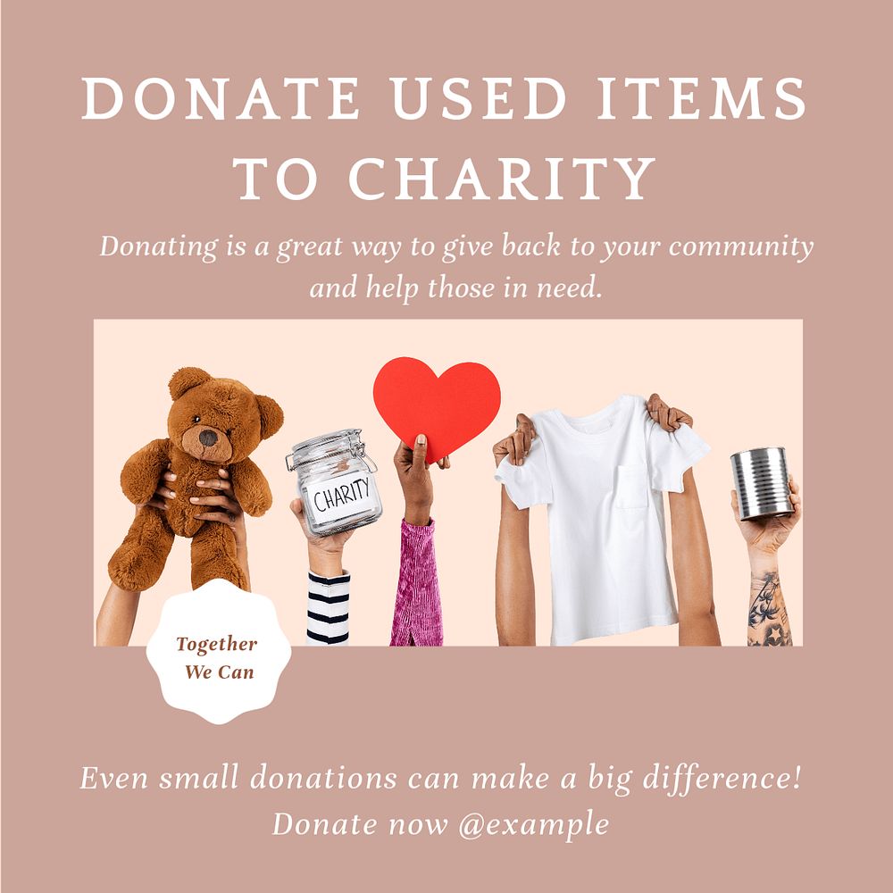 Donate to charity  Instagram post template, editable text