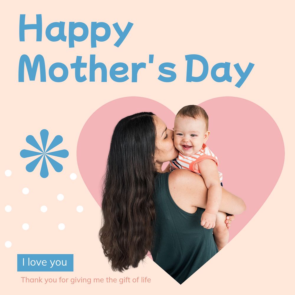 Happy mother's day Instagram post template, editable text