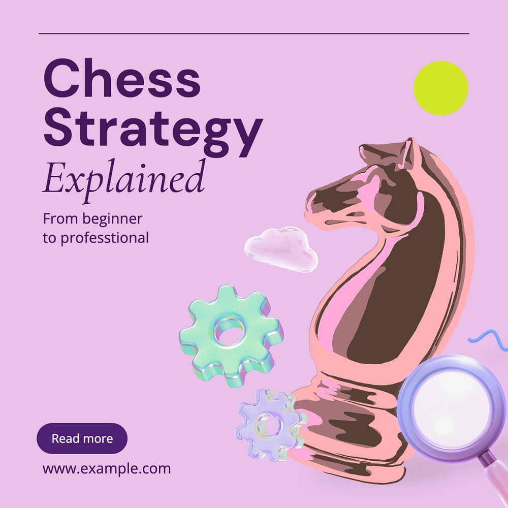 Chess strategy Instagram post template, editable text