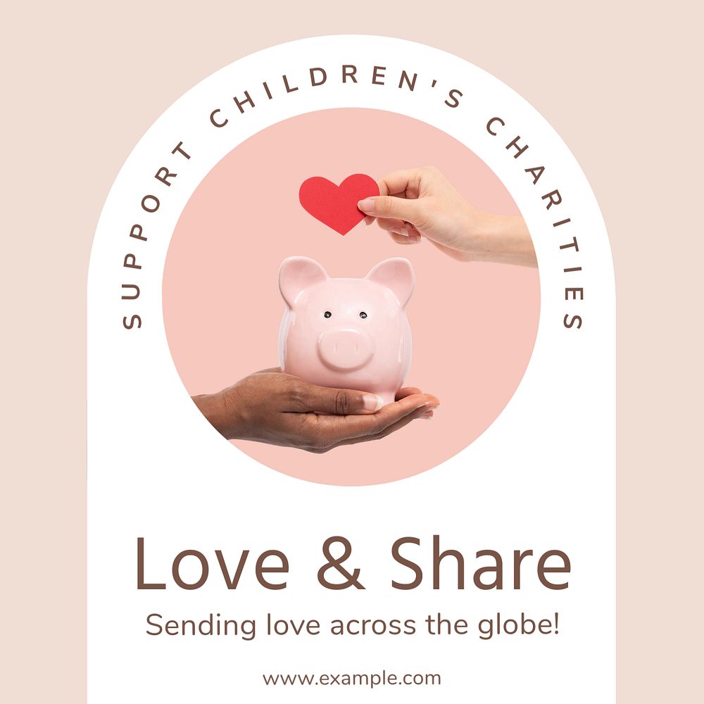 Children charities  Instagram post template, editable text