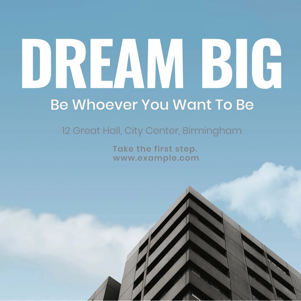 Dream big Instagram post template, editable text