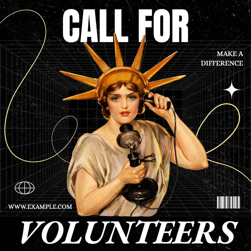 Call for volunteers Instagram post template, editable text