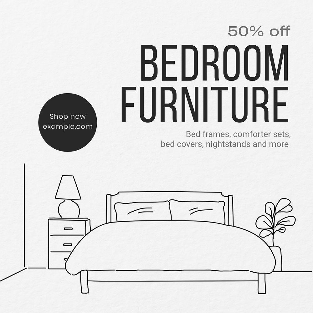 Bedroom furniture Instagram post template, editable text