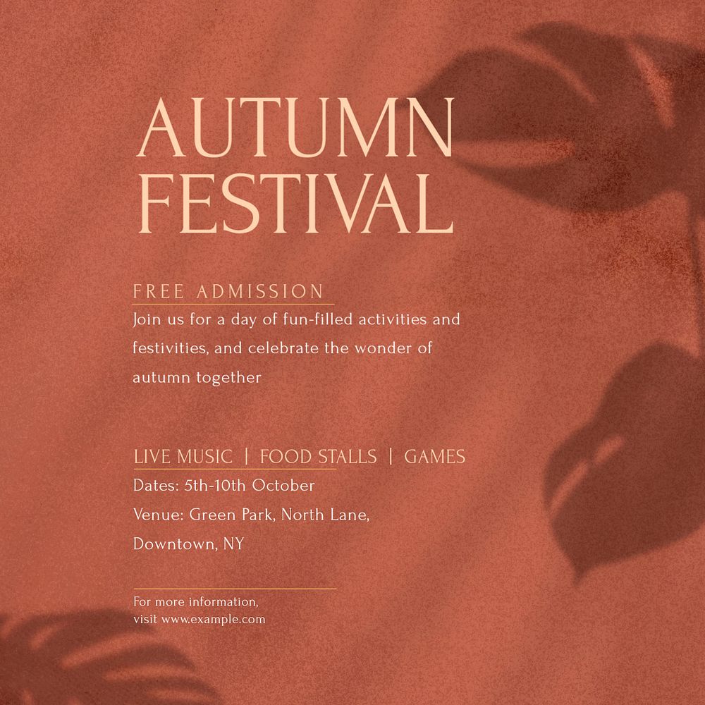 Autumn festival Instagram post template, editable text