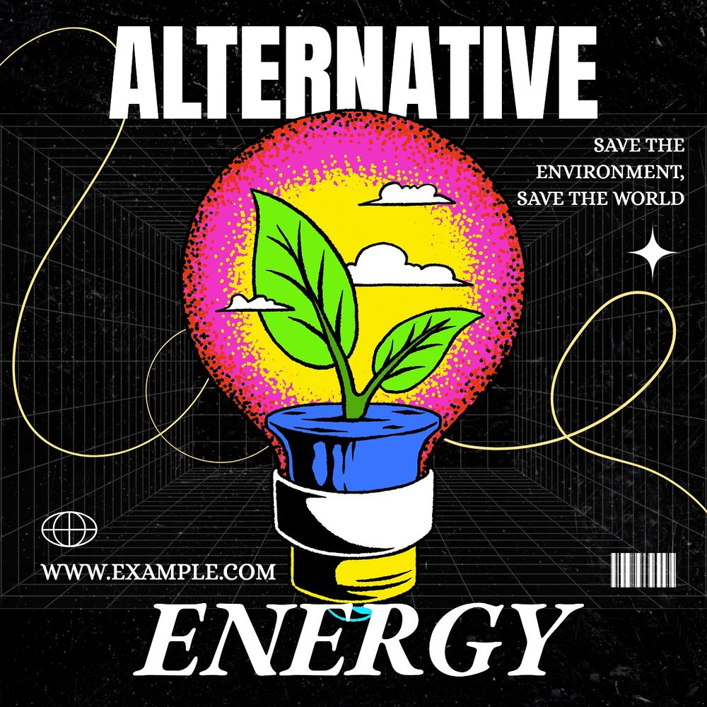 Alternative energy Instagram post template, editable text