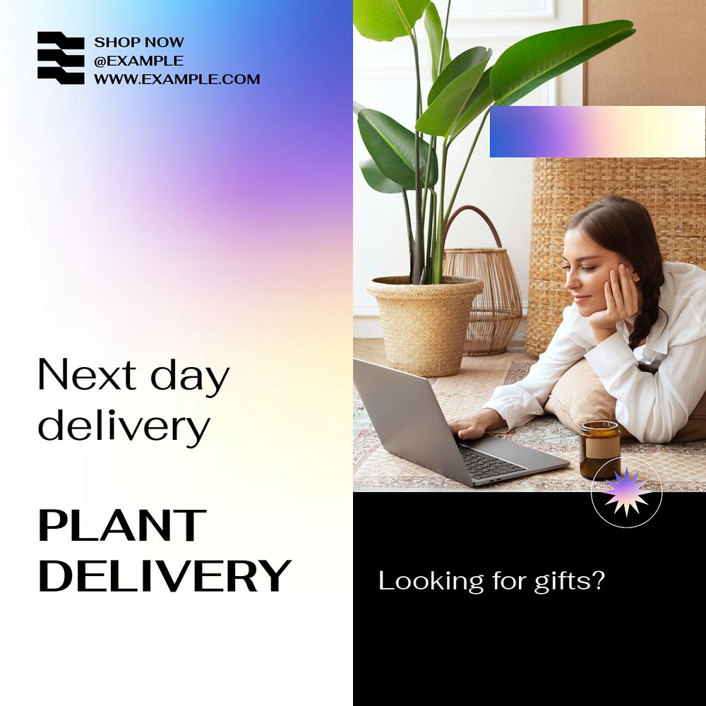 Plant delivery   Instagram post template, editable text