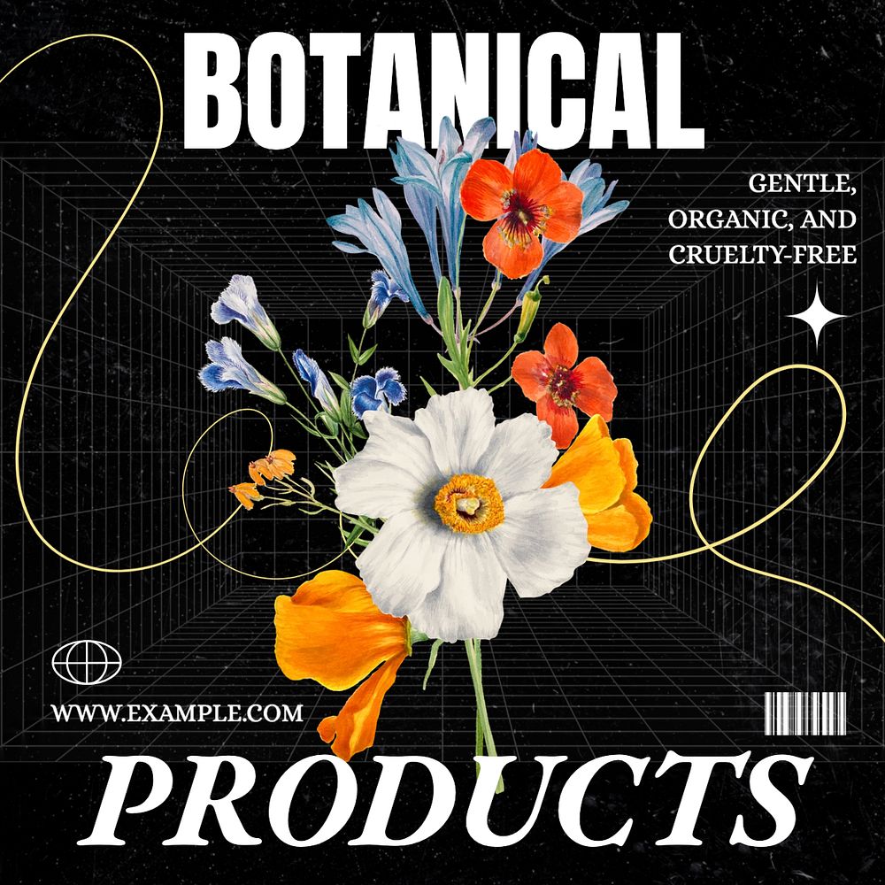 Botanical products Instagram post template, editable text