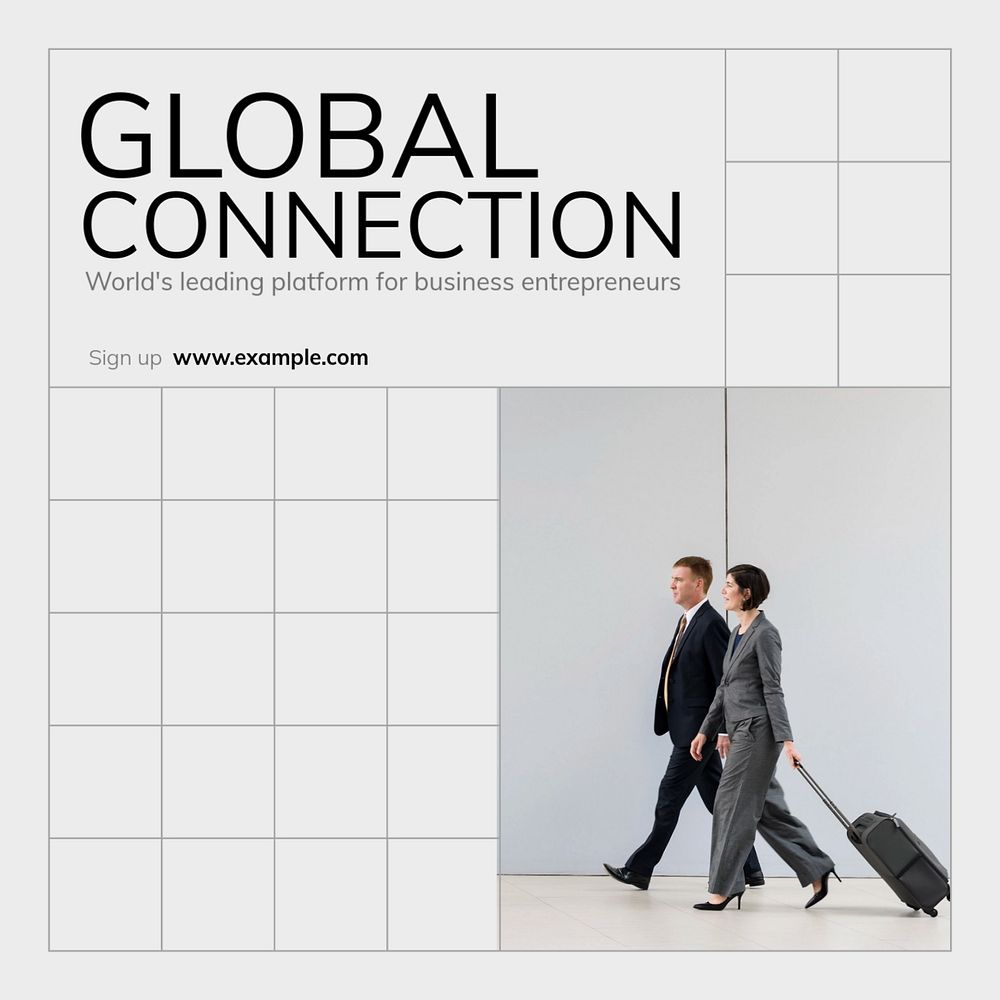 Global connection  Instagram post template, editable text