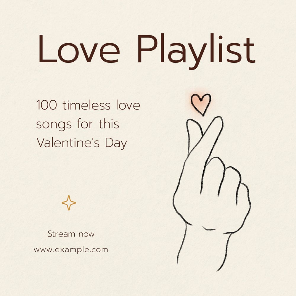 Love playlist Instagram post template, editable text