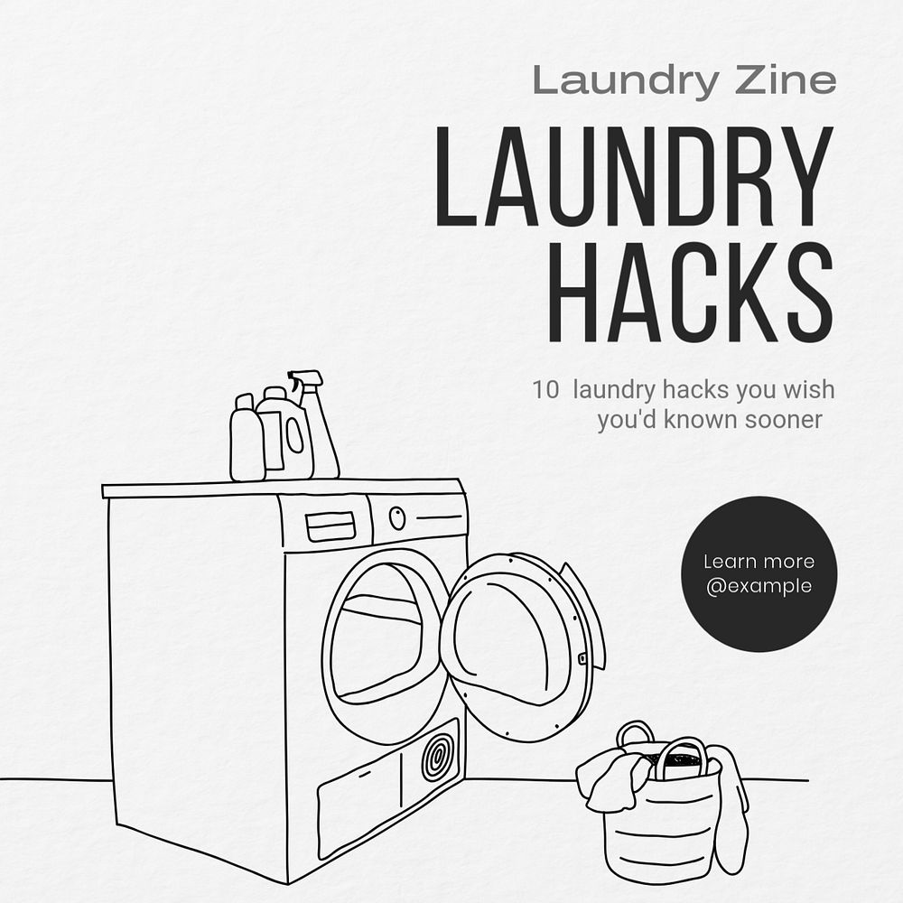 Laundry hacks Instagram post template, editable text