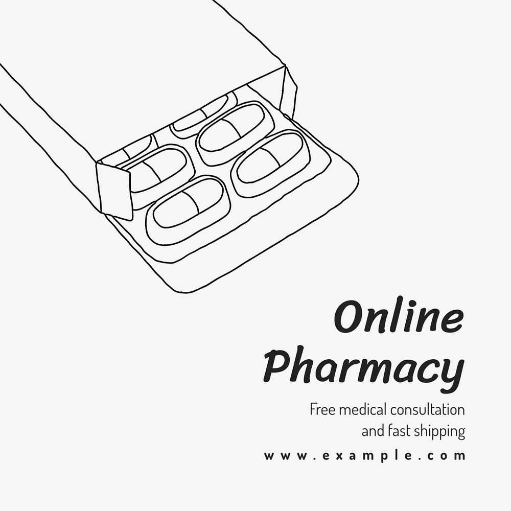 Online pharmacy Instagram post template, editable text