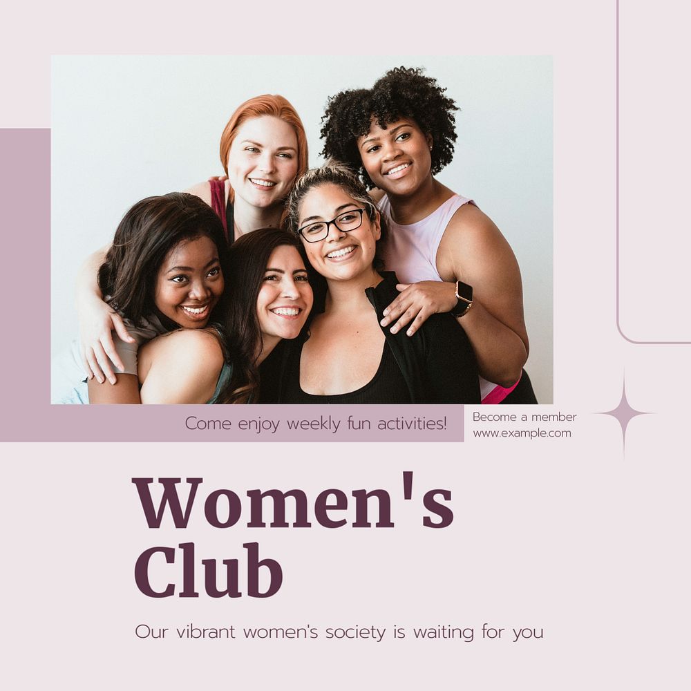 Women's club  Instagram post template, editable text