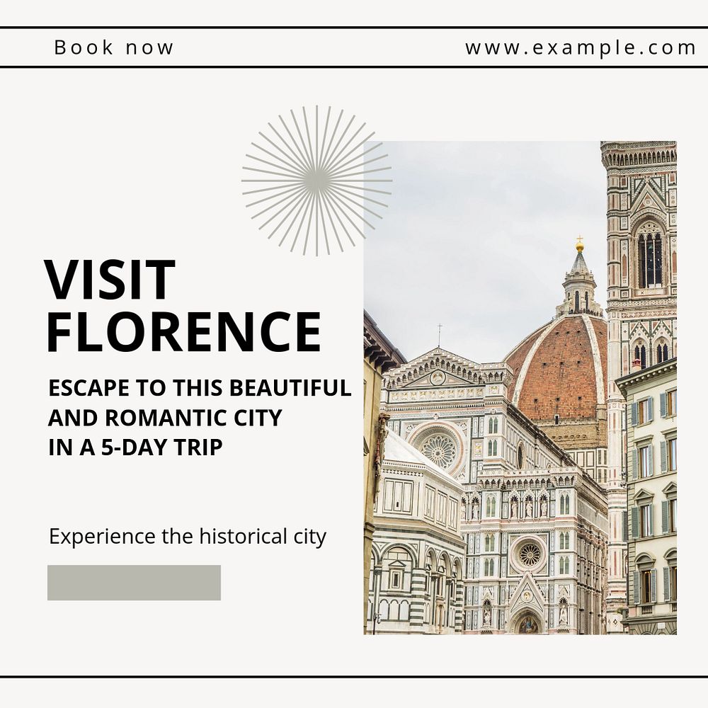 Visit Florence Instagram post template, editable text