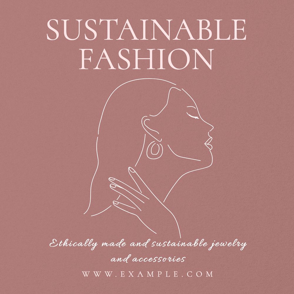 Sustainable fashion Instagram post template, editable text