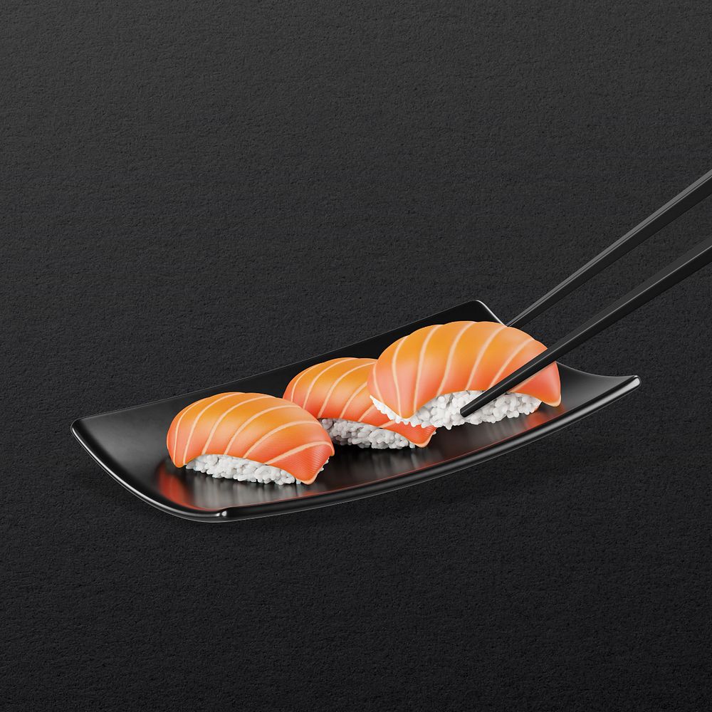 3D salmon sushi, element editable illustration